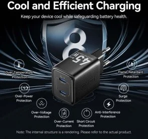 Фото: Зарядний пристрій Vention 45W GaN White (FEFW0-EU) № 11 | KTC
