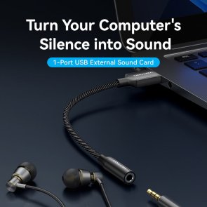 Перехідник Vention USB-A M / Jack 3.5mm 0.25m Black (CVEBC)