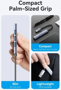 Хаб USB 3.0 4 Port Vention, 0.15m, Grey