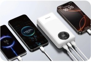 Батарея універсальна Dudao K12 Pro 20000mAh, 2xUSB, 1xType-C, 22.5W, White