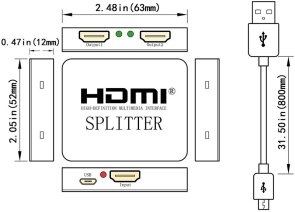 Сплітер PowerPlant HDMI 1x2 V1.4, 4Kx2K, 3D (HDSP2-M)