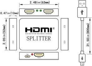 Фото: Сплітер PowerPlant HDMI 1x2 V1.4 4Kx2K 3D HDSP2-M (CA911462) № 3 | KTC