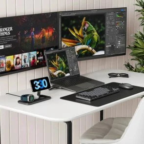 Фото: Бездротова зарядна станція Satechi Trio Qi2 Pad Space Grey (ST-QTPM-EA) № 4 | KTC