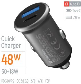 Автомобільний зарядний пристрій ColorWay 48W Gray (CW-CHA065PD-GR)