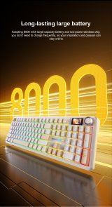 Клавіатура, Aula F108 Pro ENG/UKR WL/BT/USB, White