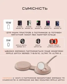 Фото: Бездротова зарядна станція Satechi OntheGo 2-in-1 Desert Rose (ST-QTG21R) № 6 | KTC