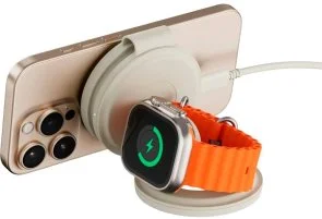 Фото: Бездротова зарядна станція Satechi OntheGo 3-in-1 Sand (ST-QTG31W) № 4 | KTC