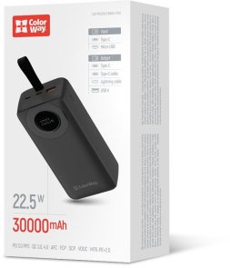 Батарея універсальна ColorWay 30000mAh EnergyPlus 22.5W Black (CW-PB300LPB4BK-PDD)