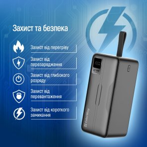 Батарея універсальна ColorWay Power Bank 50000mAh Digital Display 22.5W Black (CW-PB500LPC5BK-PDD)