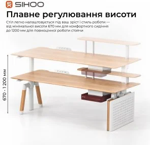 Фото: Стіл комп’ютерний SIHOO D07B Maple/White (D07B-102/D07J-102-AB) № 5 | KTC