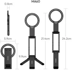 Фото: Універсальний тримач Ulanzi MA60 Foldable Magnetic Phone Tripod Silver (S035) № 3 | KTC