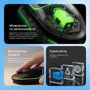 Фото: Миша Proove Blink WL/BT Black (WMBL00002001) № 9 | KTC