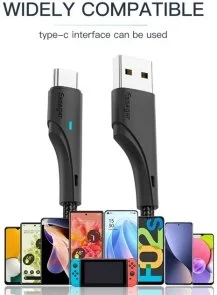 Фото: Кабель Essager Rousseau 3A AM / Type-C 1m Black (EXCT-LS01) № 4 | KTC