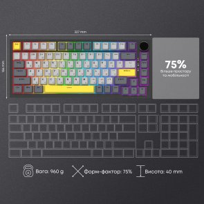 Клавіатура Ajazz AK820 Sea Salt Switch ENG/UKR USB Black (AK820-SS-BGY)