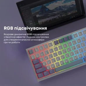 Фото: Клавіатура Ajazz AK820 Sea Salt Switch ENG/UKR USB White (AK820-SS-PWB) № 14 | KTC