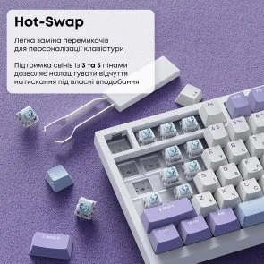 Фото: Клавіатура Ajazz AK820 Sea Salt Switch ENG/UKR USB White (AK820-SS-PWB) № 11 | KTC
