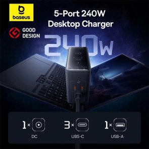 Зарядний пристрій Baseus GaN3 Intelligent Desktop PD QC 240W 5A Bl (P10163901113-00)