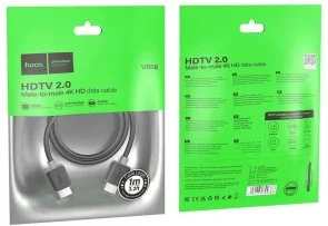 Фото: Кабель Hoco US08 v2.0 HDMI M / HDMI M 1m Black (6931474799388) № 4 | KTC