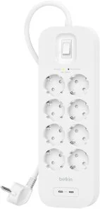 Фото: Мережевий фільтр Belkin SRB004VF2M-V2 8/2m 2xUSB White № 2 | KTC