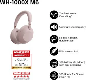 Фото: Навушники Sony WH-1000XM6 Pink (WH1000XM6P.E) № 9 | KTC