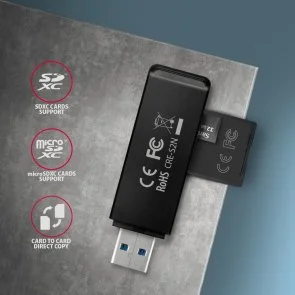 Фото: Кардрідер Axagon CRE-S2N SuperSpeed USB-A Black № 2 | KTC
