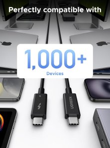 USB кабелі та розгалужувачі UGREEN Thunderbolt 5 L703 PD 3.1 120Gbps 240W 5A Type-C / Type-C 1m Black (45996)