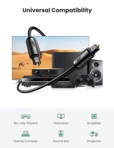 Фото: Кабель UGREEN AV122 Toslink M / Toslink M 2m Black (70892) № 5 | KTC