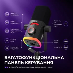 Фото: Мікрофон Fifine AM8PROS XLR/USB Black № 7 | KTC