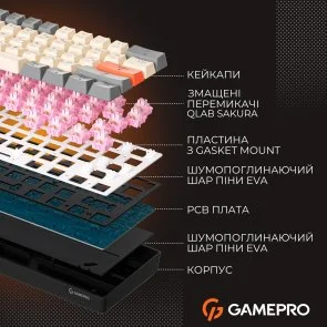 Фото: Клавіатура GamePro MK130 V2 Infinity QLAB Sakura ENG/UKR Black (MK130-V2-B-QS) № 10 | KTC