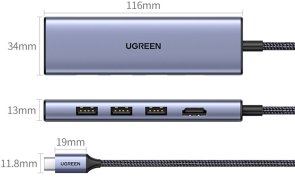 USB-хаб UGREEN CM511 6in1 (20956A)