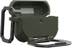 Фото: Чохол UAG for Airpods Pro 3nd Gen 2025 - Monarch with Built-in Phone Stand Olive Drab/Silver (104131117233) № 12 | KTC