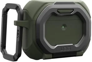Фото: Чохол UAG for Airpods Pro 3nd Gen 2025 - Monarch with Built-in Phone Stand Olive Drab/Silver (104131117233) № 9 | KTC