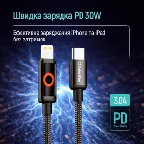 Фото: Кабель ColorWay 30W Type-C / Lightning 1m Black (CW-CBPDCL103-BK) № 6 | KTC