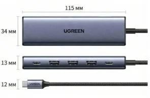 Фото: USB-хаб UGREEN CM511 6in1 Grey (75642) № 2 | KTC