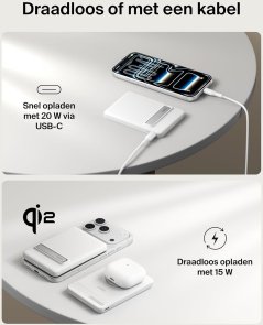 Батарея універсальна Belkin BoostCharge Slim 5000mAh 20W Qi2 15W with Kickstand White (BPD011HQWH)