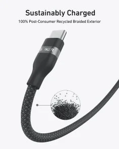 Фото: Кабель Anker Upcycled Braided 240W Type-C / Type-C 1.8m Black (A82E2H12) № 4 | KTC