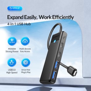 USB-хаб Orico PAPW2AC-C3 Black (PAPW2AC-C3-015-BK-EP)