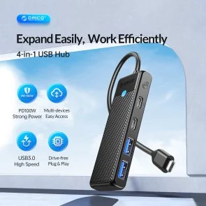 Фото: USB-хаб Orico PAPW2AC-C3 Black (PAPW2AC-C3-015-BK-EP) № 3 | KTC