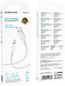 Фото: Кабель BOROFONE BX116 Certain 12W AM / MicroB 1m White (6941991119781) № 3 | KTC