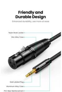 Кабель UGREEN AV182 Jack 3.5mm M / XLR F 2m Black (UGR-20244)