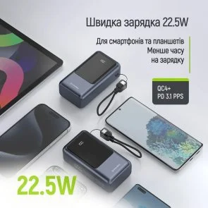 Фото: Батарея універсальна ColorWay Urban 20000mAh 22.5W Gray (CW-PB200LP03GR) № 8 | KTC