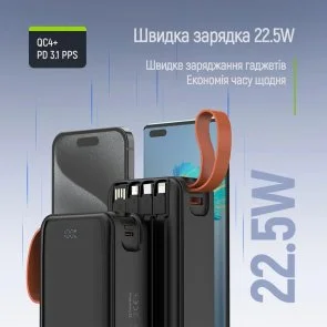 Фото: Батарея універсальна ColorWay PowerHub 30000mAh 22.5W Built-in Cable Type-C/USB-A/Lightning/Micro USB (CW-PB300LP07BK) № 12 | KTC