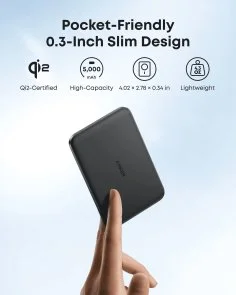 Фото: Батарея універсальна Anker Nano MagGo Slim 5000mAh 20W Qi2 15W Black (A1665H11) № 3 | KTC