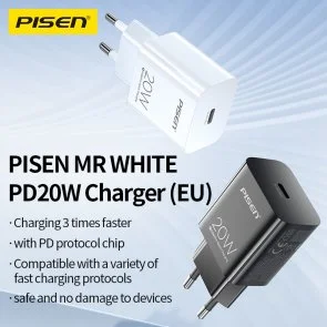 Фото: Зарядний пристрій Pisen A829 Quick PD 20W Black (A829-120167C-EU1_Black) № 3 | KTC