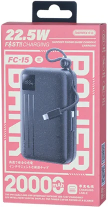 Фото: Батарея універсальна Remax FC-15 20000mAh 22.5W Black built-in Cable (6954851254287) № 2 | KTC