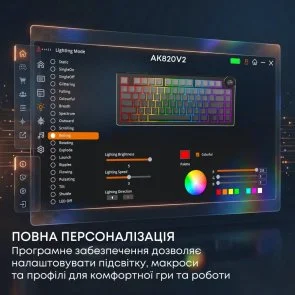 Фото: Клавіатура Ajazz AK820 V2 White Peach Switch WL/BT/USB Black/Grey/Yellow (AK820-V2-WP-BGY) № 18 | KTC