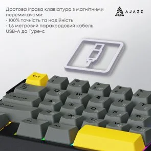 Фото: Клавіатура Ajazz AK029 Ice lsland Magnetic Switch USB Black (AK029-I-BY) № 8 | KTC