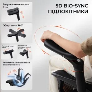 Фото: Крісло SIHOO C300 Lite V2 with footrest White (C300-LITE-V2-B102-JT) № 10 | KTC
