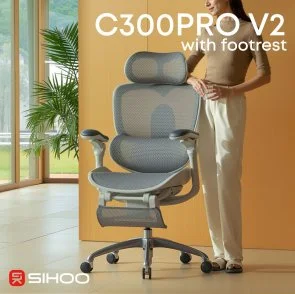 Фото: Крісло SIHOO C300 Pro V2 with footrest White (C300-PRO-V2-B102-JT) № 5 | KTC