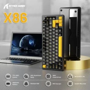 Фото: Клавіатура Attack Shark X86 Matcha Switch ENG/UKR WL/BT/USB Star Black (X86SB_AS) № 7 | KTC